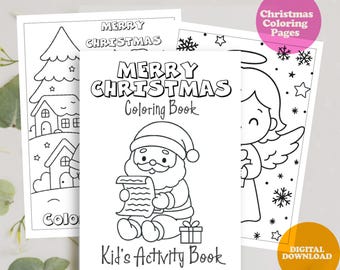 Dibujos navideños para colorear, Libro de actividades festivas para niños (Descarga digital)