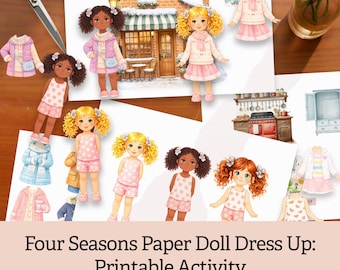 Four Seasons Paper Doll Dress Up: Printable Activity Indoor Activities for kids