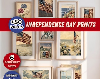 55+ Fourth of July Printable Wall Art Bundle, 4th of July Vintage Prints, Patriotic Gallery Wall Decor, Independence Day Digital Download
