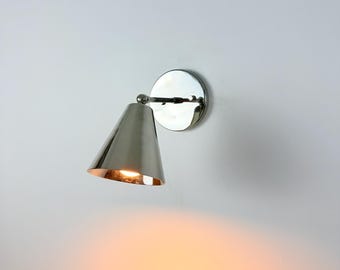 Handcrafted Vintage style brass sconce - Hardwired Adjustable wall Light