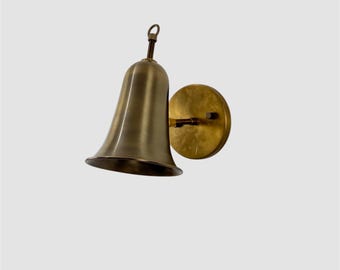 Hand crafted Brass Wall Sconce,Vintage Inspired Hardwired Adjustable Angle Bell shape Light