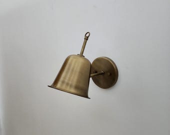 Hand crafted Brass Wall Sconce with Antique finish. Vintage inspired Handmade Lamp.