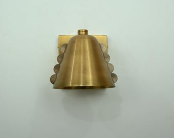 Handmade minimalist brass wall sconce Mid century rivets lamp Raw Brass