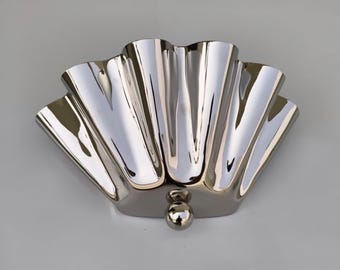 Handmade Brass Wall Sconce, Floral Inspired Mid-Century Polished Chrome wall light for hallway