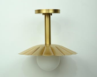 Handmade brass flush mount lighting fixture