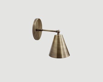 Handcrafted Vintage style brass sconce - Hardwired Adjustable wall Light