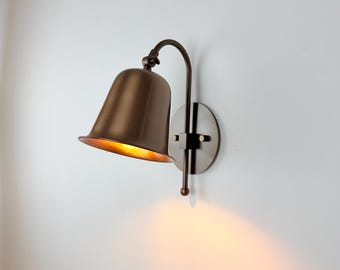 Hand crafted Brass Wall Sconce,Vintage Inspired Hardwired Adjustable Angle Bell shape Light