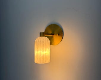 Alabaster Marble  Wall Sconce | Handmade Solid Brass Fixture | Handcrafted Luxury Lighting