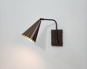 Hand crafted Brass Wall Sconce,Vintage Inspired Antique Patina Lamp with Custom Cuts