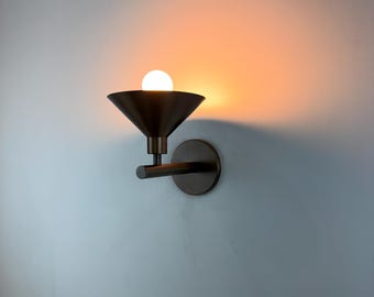 Handmade Brass Wall Sconce, Vintage Inspired minimalist Single Light cone