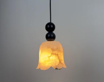 Handmade Alabaster Pendant Light | Modern Minimalist Genuine Stone Fixture