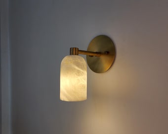 Alabaster Marble Wall Sconce | Handmade Brass Light Fixture | Handcrafted Luxury Lights