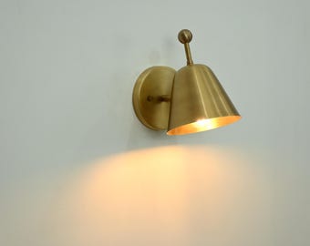 Hand crafted Brass Wall Sconce with Raw brass colour. Vintage inspired Handmade Lamp.