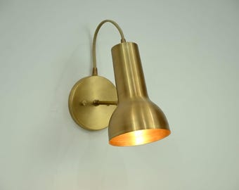 Hand crafted adjustable Brass Wall Sconce RawBrass finish. Industrial Vintage inspired Handmade Lamp.