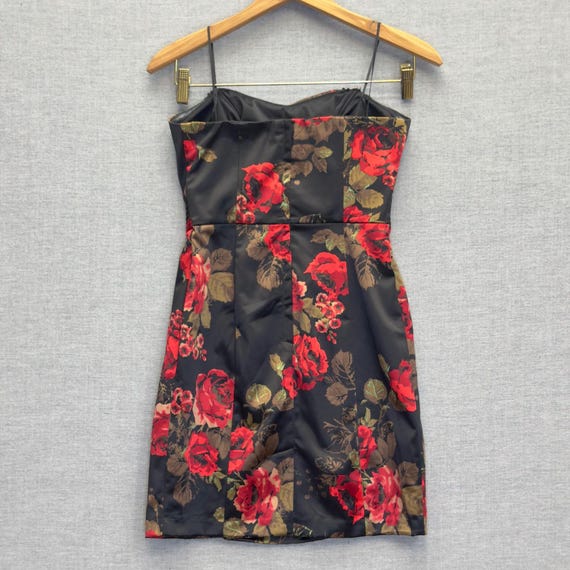 guess black dress red flowers Marciano Floral Print Pleated Dress