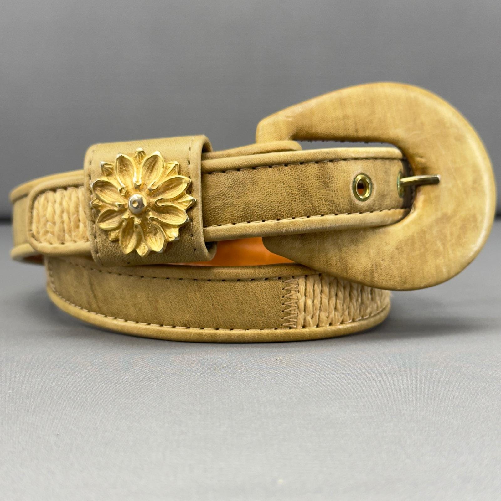 Alden Howard Vintage suede color full belt ALDEN HOWARD Womens Black Leather Brown Suede Fabric Belt SZ  main image 2