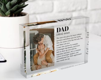 Personalized Dad Acrylic Block, Photo Dad Definition Gift, Christmas Gift for Dad, Custom Keepsake Photo Block