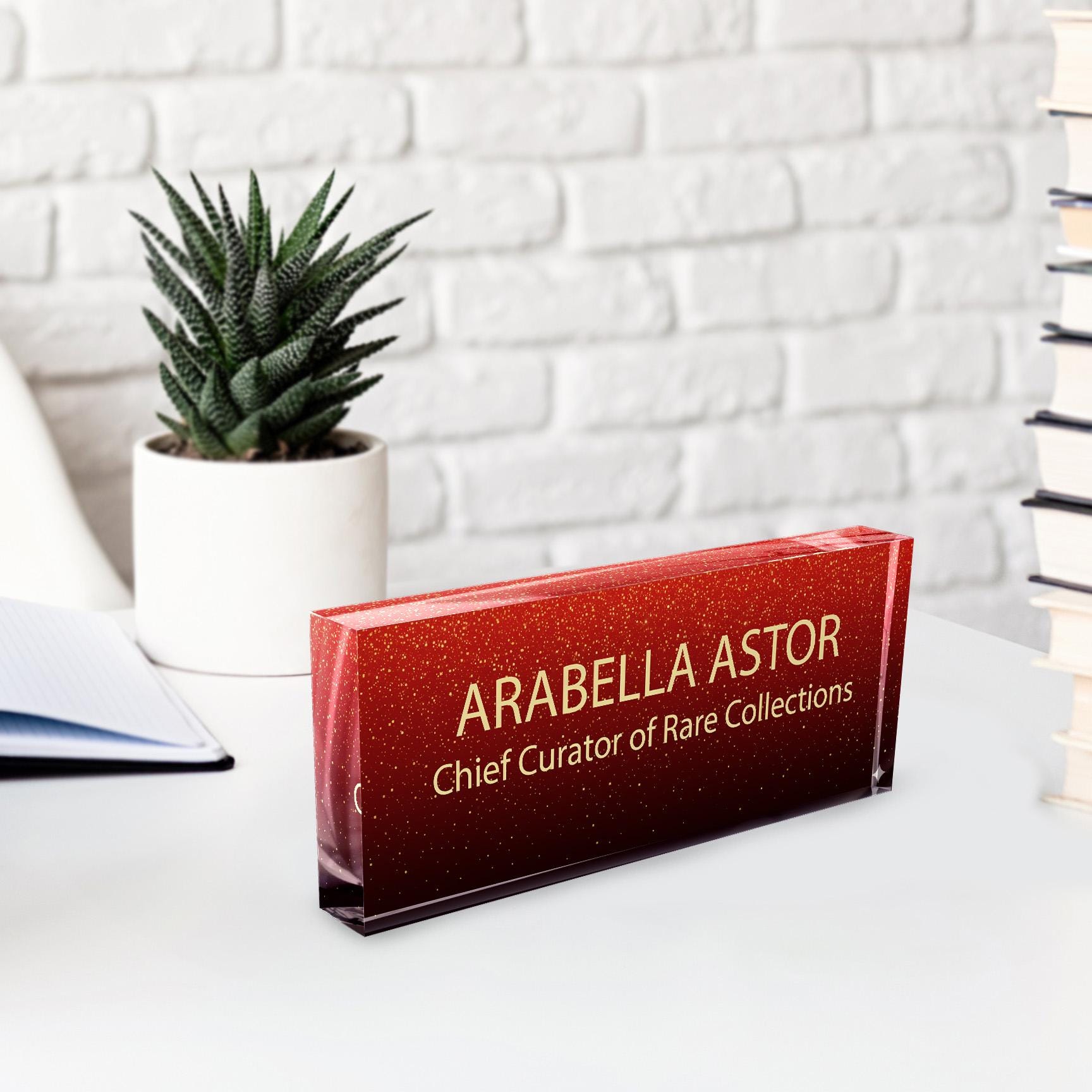 Custom Acrylic Desk Nameplate, Personalized Office Name Sign, Office Decor Christmas Gift for Boss Coworker, Executive Desk Plate