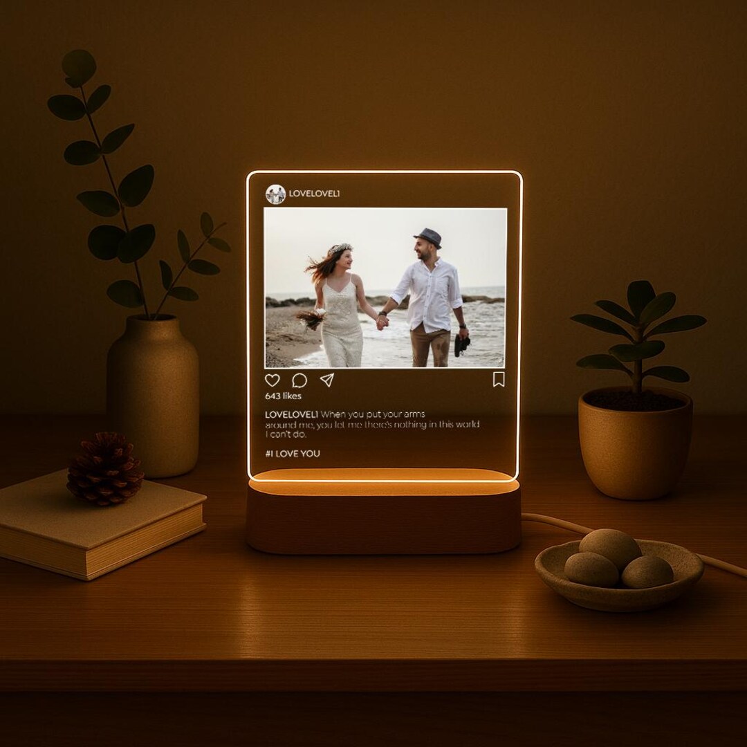Personalized Photo Frame Night Light • Christmas Gift • Anniversary ...