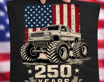 250 år av patriotisk monstertruck PNG, sublimeringsdesign för amerikansk flagga