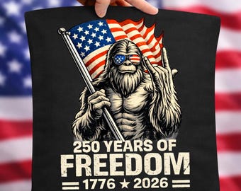 Patriotisk Bigfoot PNG, 4 juli Sasquatch, USA 250 år av frihet (digital nedladdning)