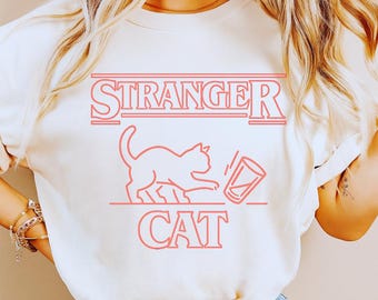 Neonkattkontur PNG, läskig retro skräckkonst (digital nedladdning)