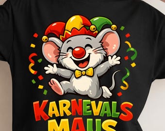 Carnival Mouse PNG, Jester Clipart, Barnfasching T-shirt Design (Digital Nedladdning)