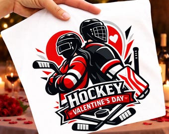 Hockey Alla hjärtans dag-par PNG, sportkärlek sublimering (digital nedladdning)