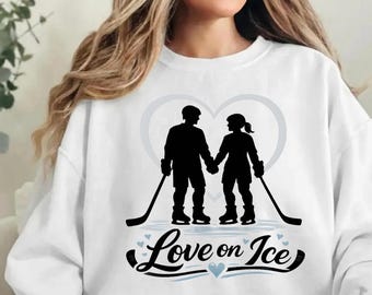 Hockeypars Valentine PNG, Kärlek på isdesign (digital nedladdning)