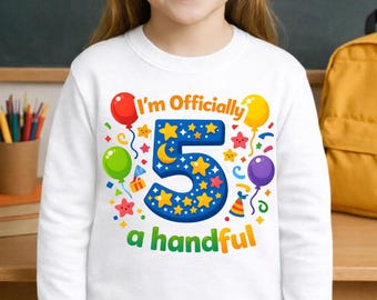 5-årsdagströja PNG, sublimeringsdesign för barnfödelsedag (digital nedladdning)