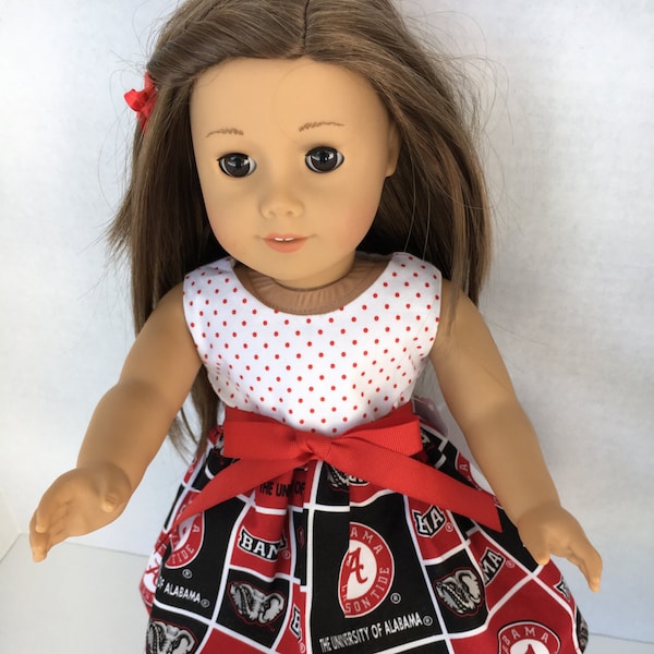 Alabama Block game day doll dress,  made to fit 18 inch dolls such as American Girl and similar 18 inch dolls