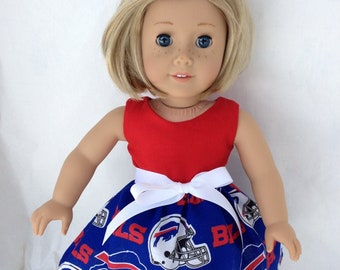Buffalo Bills 18 inch doll game day dress,  made to fit 18 inch dolls such as American Girl and similar 18 inch dolls