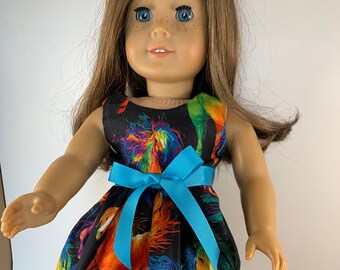 Horses running wild in the night doll dress made to fit 18 inch dolls such as American Girl Dolls and similar size dolls