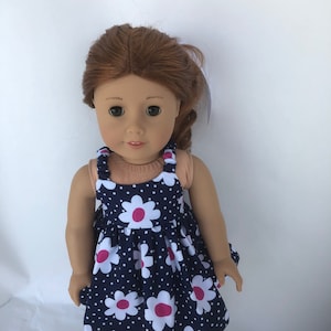 18 Zoll Marine Hawaiian Puppe Sonnenkleid mit weißen und rosa Blumen, gemacht, um 18-Zoll-Puppen wie American Girl Puppen und andere passen