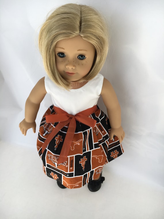 U of Texas 18 Inch Doll Game Day Dress Made of Block/burnt Orange and Black Fabric Made to Fit American Girl and Similar 18 Inch Dolls - Etsy U of Texas 18 Inch Doll Game Day Dress Made of Block/burnt Orange and Black Fabric Made to Fit American Girl and Similar 18 Inch Dolls - Etsy