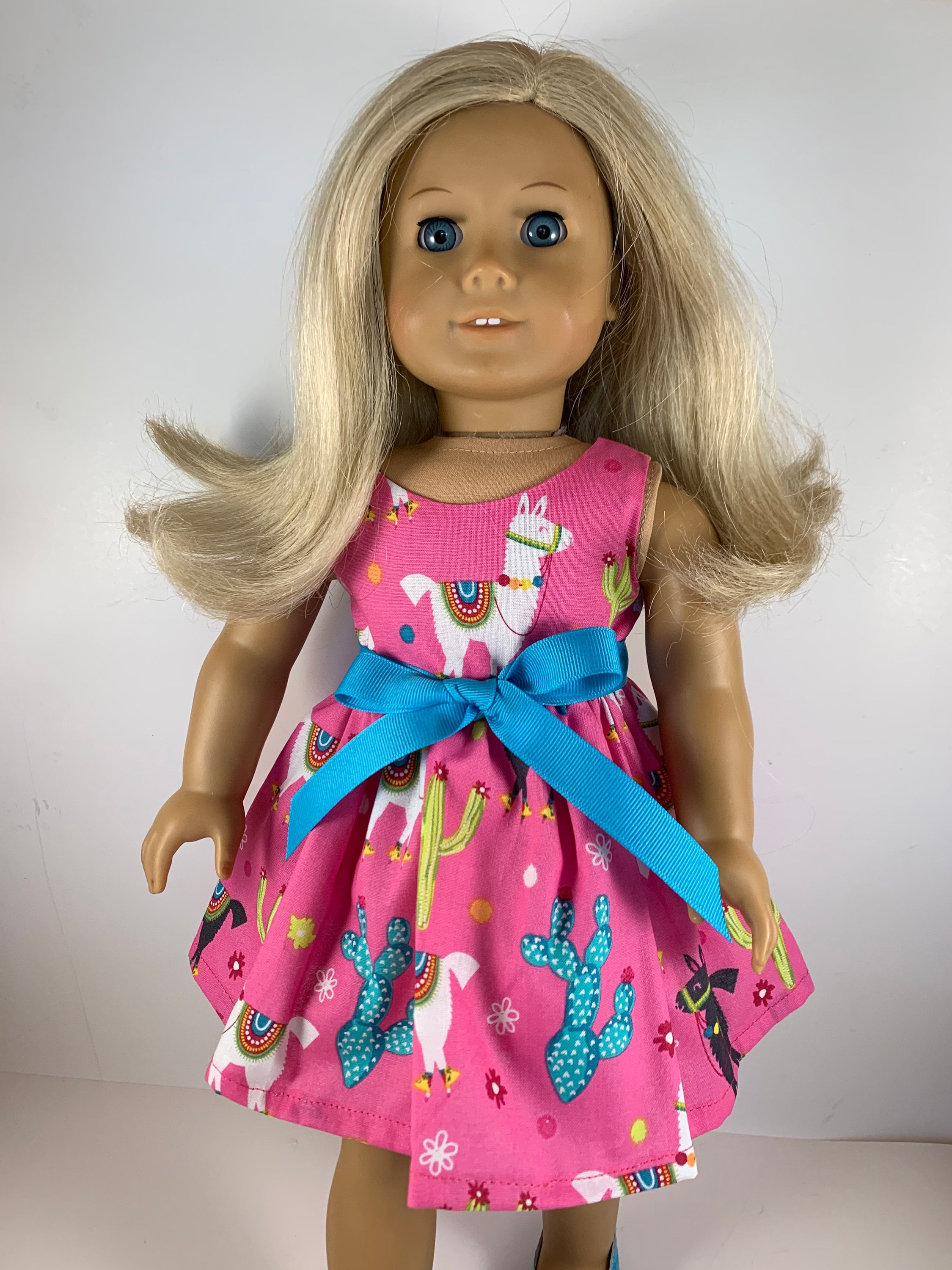 Toys & Games made to fit 18 inch dolls such as American Girl dolls and  similar size dolls Llamas and cacti on hot pink background with turquoise  belt Toys