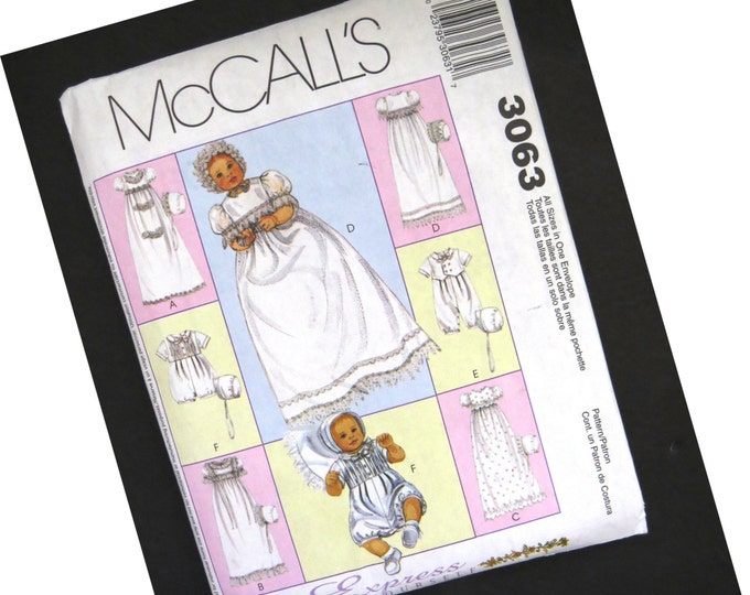 Mccalls Christening Gown Pattern 3063 Infant Baby Dress Etsy