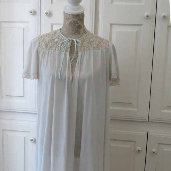 1960s Long Pale Blue Nightgown - Claire Sandra by Lucie Ann - Size Petite - Elegant Bride Honeymoon Lingerie - Womens Blue Night Gown - Gift