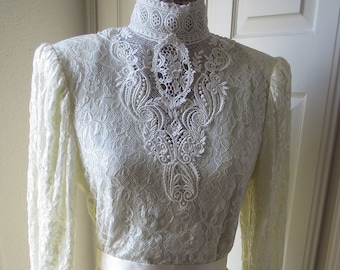 Vintage Jessica McClintock 2 Piece Wedding Dress - Size 6 - Cream Lace Victorian Bride Wedding Gown Evening Dress - Special Occasions Dress