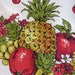 1960s Fruit Theme Tablecloth  Pineapples Grapes Apples Pears image 0