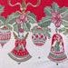 1950s Retro Christmas Tablecloth  Bells Poinsettias Holly image 0