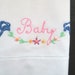 Hand Embroidered BABY Pillowcase  Pink Blue Lavender Flowers image 0