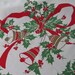 1960s Large Christmas Tablecloth  Holly Red Berries Gold Red image 0