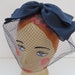 Vintage 1950s Veil Hat  Navy Blue Birdcage Headpiece  Tulle image 0