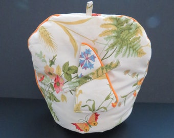 Vintage 2 Piece Tea Cosy Handle Cover by Bo Peep Crafts - Flowers Wheat Butterflies Tea Pot Cozy Cover Up Warmer - Appliance Cover - Gift