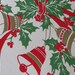 1960s Large Christmas Tablecloth  Holly Red Berries Gold Red image 0