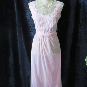 1950s Long Sheer Light Pink Nightgown by Vanity Fair Size 34 Sexy Lace ...