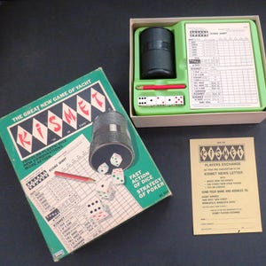 1970年 KISMET ダイスアクションゲーム レイクサイドゲームカンパニー製 - 説明書付きコンプリートボックスセット - チャンスゲーム - ポーカー戦略 - ギフト