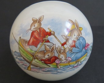 1986 Bunnykins Royal Doulton Piggy Bank - Row Boat Andrew & Sarah Royal Commemorative Bank - Collectible - Nursery Infant Baby Gift Idea