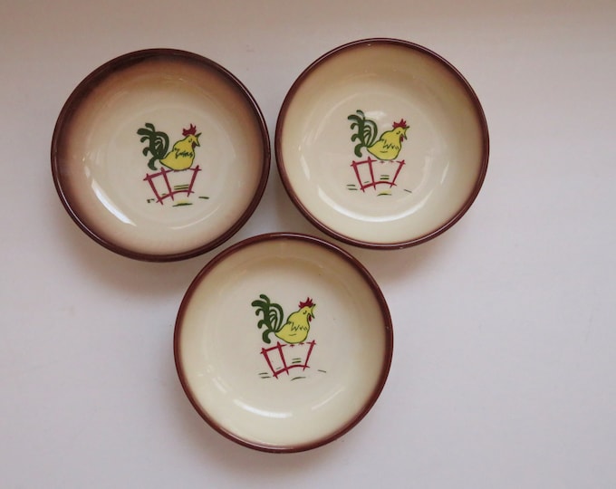 THREE Brock of California Berry Bowls California Farmhouse Brown Yellow